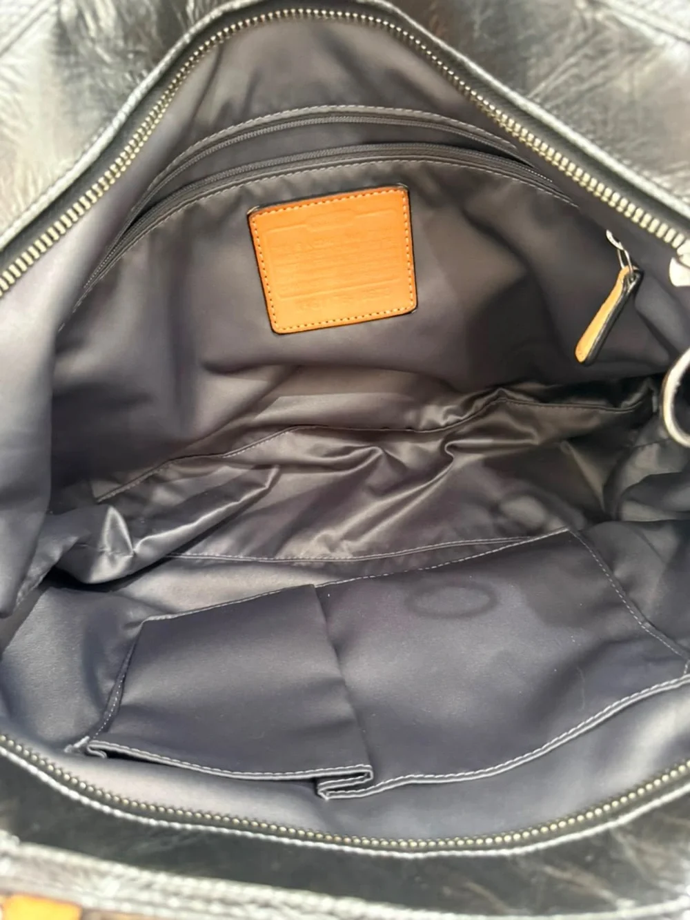 Coach Poppy Silver Quilted Metallic Signature Monogram Gray Black Tote #18676